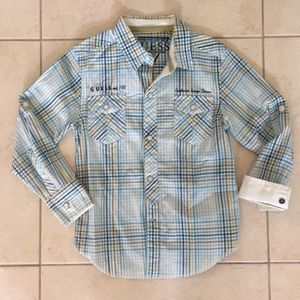 Guess plaid button down shirt with snap buttons